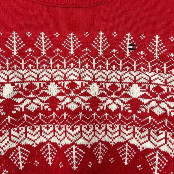 Tommy Hilfiger Red and White Patterned Sweater - Picture 4 of 5